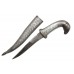 Dagger knife damascus steel blade silver koftgari work sheep face handle P - 59
